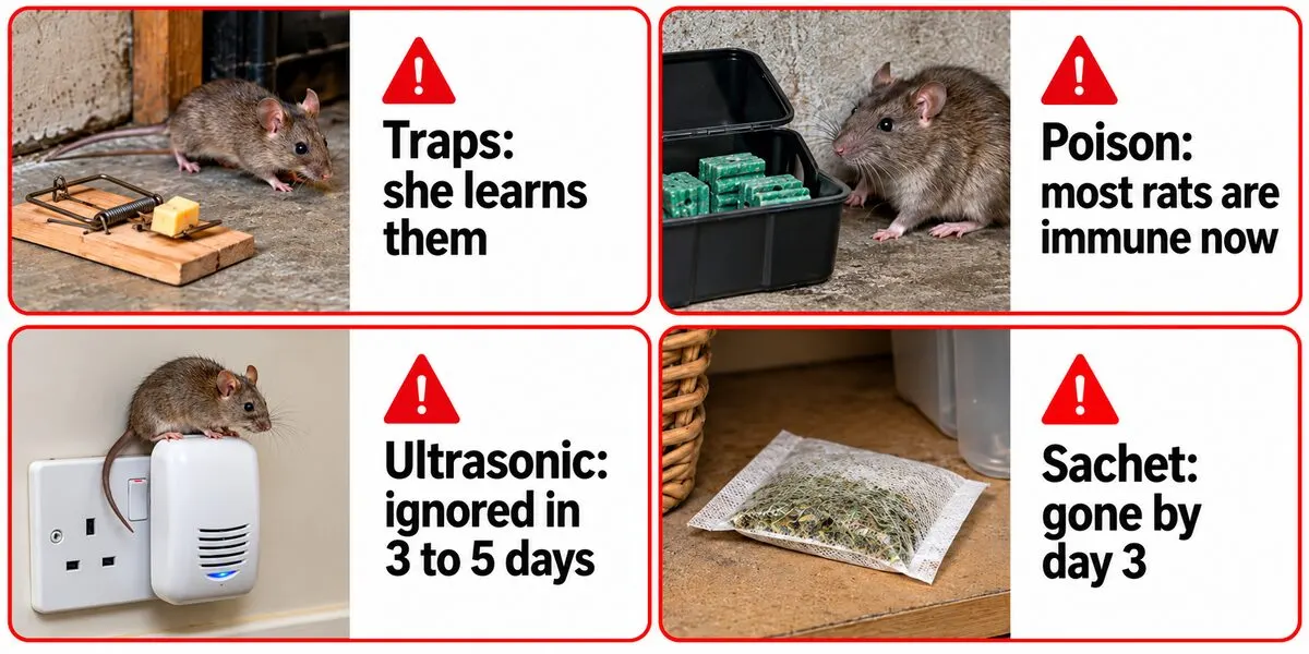 Rodent control alternatives: traps, poison, ultrasonic, sachets